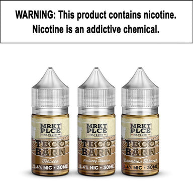 TBCO Barn by MRKT PLCE Salt E-Liquid 30mL Best Flavors Kentucky Tobacco Colombian Tobacco Tobacco