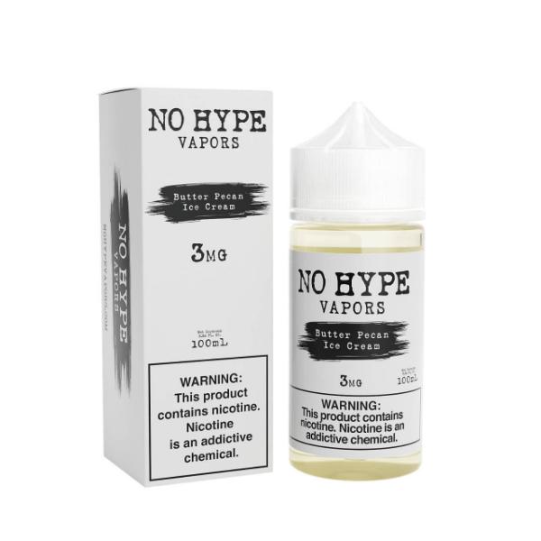 No Hype Vapors E-Liquid 100ML Vape Juice Best Flavor Butter Pecan Ice Cream