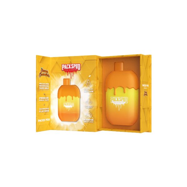 Packwoods Packspod 5000 Puff Disposable Vape 12mL Best Flavor Orange Creamsicle