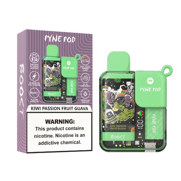 Pyne Pod 8500 Puffs Rechargeable Disposable Vape 10mL Best Flavor Kiwi Passion Fruit Guava