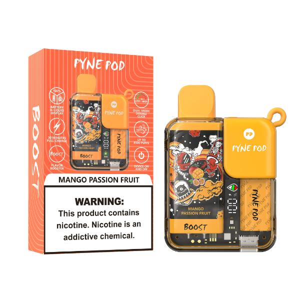 Pyne Pod 8500 Puffs Rechargeable Disposable Vape 10mL Best Flavor Mango Passion Fruit