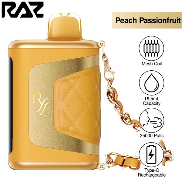 Best Deal RAZ RYL Classic 35,000 Puff Disposable 16.5mL (Pack of 5) - Peach Passionfruit