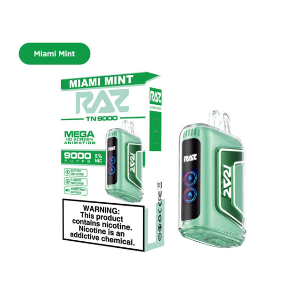 Best Deal RAZ TN9000 9000 Puffs 12mL Disposable Vape  Miami Mint