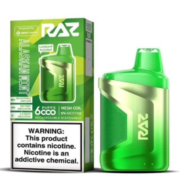 Best Deal Raz CA6000 6000 Puffs by Geek Vape Disposable 10-Pack 10 mL Alaskan Mint