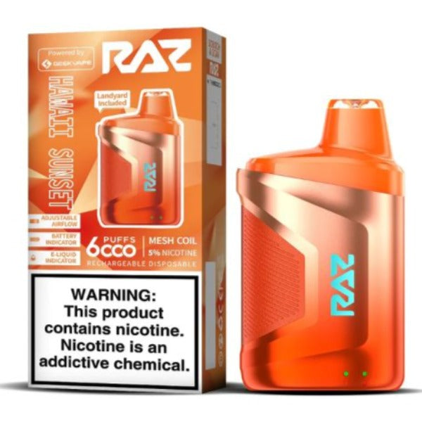 Best Deal Raz CA6000 6000 Puffs by Geek Vape Disposable 10-Pack 10 mL Hawaii Sunset