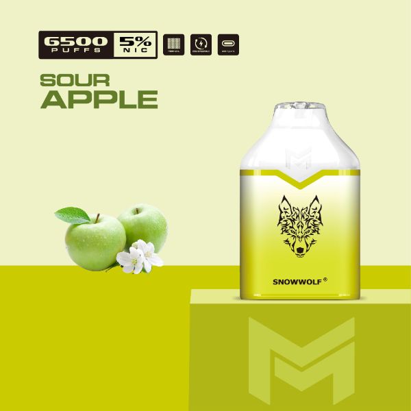 Snowwolf Mino 6500 Puffs Single Disposable Vape 16mL Best Flavor Sour Apple