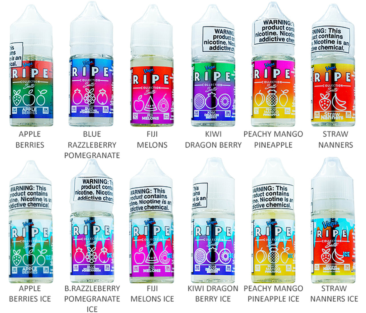 Vape 100 Ripe Salt Vape Juice 30ML Best Flavors Apple Berries Blue Razzleberry Pomegranate Fiji Melons Kiwi Dragon Berry Peachy Mango Pineapple Straw Nanners Apple Berries Ice B.Razzleberry Pomegranate Ice Fiji Melons Ice Kiwi Dragon Berry Ice Peachy Mango Pineapple Ice Straw Nanners Ice